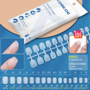 เกิดสวย KOSKOE 120ชิ้น/ถุงแกะสลักคลุมทั้งหมดด้านเล็บปลอมใสสั้นกลมเล็บปลอมอัลมอนด์เล็บปลอมสั้นพิเศษอุปกรณ์เครื่องมือต่อเล็บปลอม
