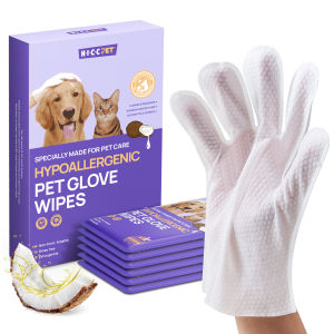 HICC PET Deodorizing Pet Glove Wipes No Rinse Cat&Dog Cleaning Wipes Hypoallergenic Hydrating & Nourish 20pcs (2023 U.S. Pet Business Winner)