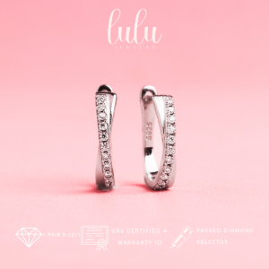 Lulu Moissanite Jewelry - Perhiasan Wanita Anting Bulat Moissanite Lapis Emas 18K - Emily Moissanite Earrings Sertifikat GRA