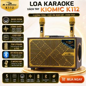 Loa Xách Tay Karaoke Bluetooth Kiomic K112 5 Đường Tiếng Công Suất Khủng Loa Kéo Karaoke Di Động Bass Cực Mạnh Công Suất Khủng Bluetooth 5.0 Bản Cao Cấp Chất Lượng Kèm 2 Micro Không Dây