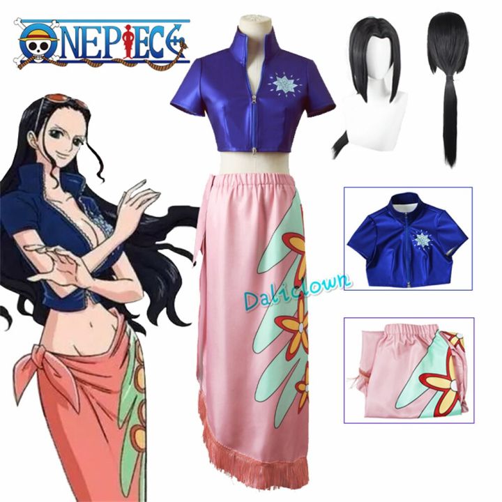 Anime One Piece Nico Robin Miss All Sunday Cosplay Costume Wig Dress 