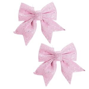 OEUVR 2Pcs 3D Bow Christmas Decorations Sparkling Creative Xmas Tree Bowknot Ornaments Gift Wrapping DIY Christmas Bow Decorations Christmas Tree Decoration