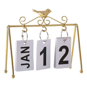 Iron Desk Calendar Flip Calendar Metal Perpetual Decor Desktop Office Home