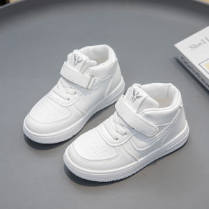 Kids Chic High-Top Sneakers with Lace-Up Closure and Elastic Straps for Boys - Rubber Skater Shoes Size 25-37