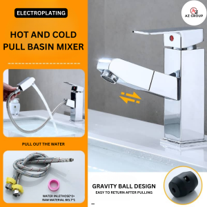 AZGROUP Silver Pull Out Square Head Water Sink Tap Nozzle Faucet With Two Mode Function
