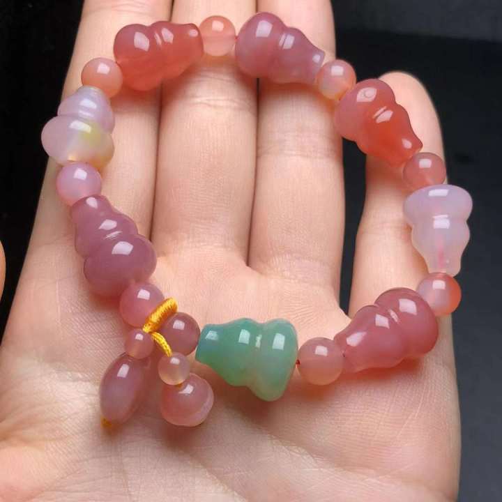 Natural salt source agate gourd bracelet, gourd size :11mm