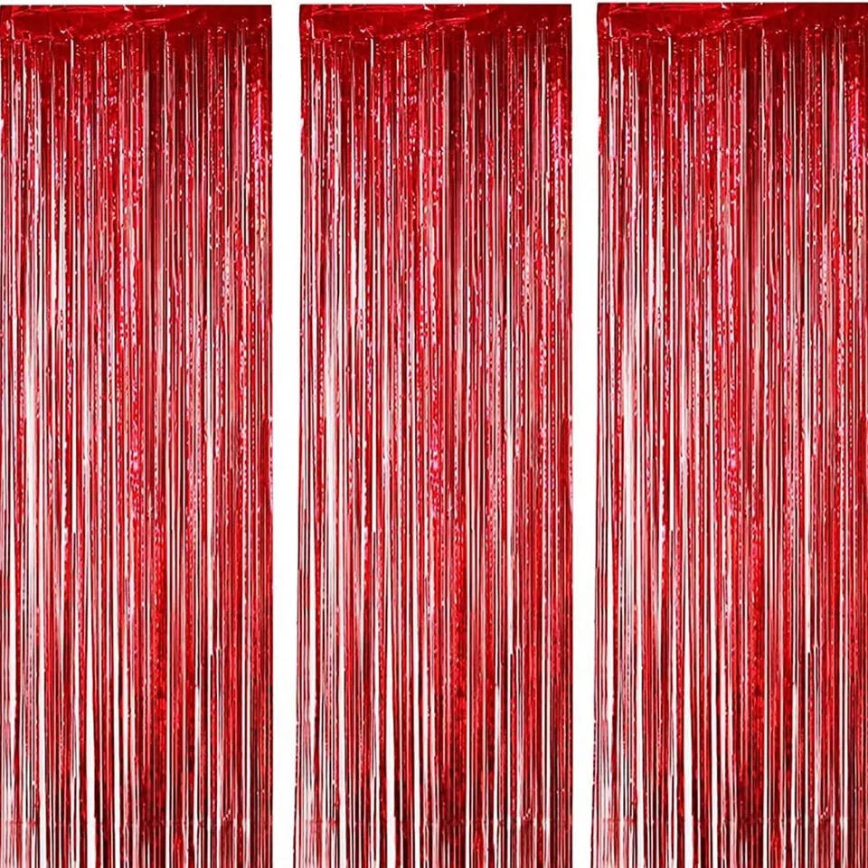 1pc red Tinsel Foil Fringe Curtain Backdrop,Metallic Streamers for Photo  Booth Birthday Wedding Bridal Shower Bachelorette New Year Party  Thanksgiving Christmas Decorations
