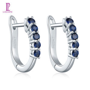 Natural Precious Blue Sapphire 925 Sterling Silver Earring for Women 0.4 Carats Genuine Gemstone Jewelry