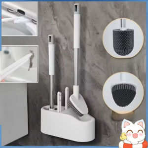 4-in-1 Bathroom Toilet Brush Long Handle Wall Mounted WC Cleaning Brush Soft Bristles Bathroom Cleaning Brushes