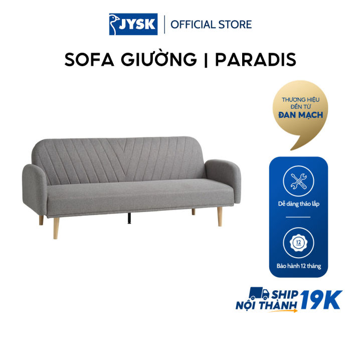 Sofa giường  JYSK Paradis  vải polyester  xám nhạt  R209xS80/104xC80cm