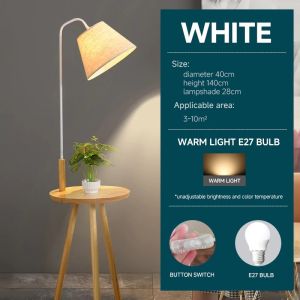 Floor Lamp with Table End Table Lamp with Shelves & Warm light LED Bulb Lamp Table for Living Room