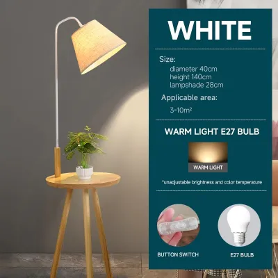 Floor Lamp with Table End Table Lamp with Shelves & Warm light LED Bulb Lamp Table for Living Room