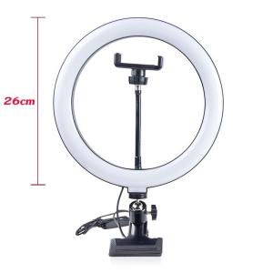 26cm Ring Fill Light with Adjustable Height Bracket -White/Cold/Warm Light - Camera Metal