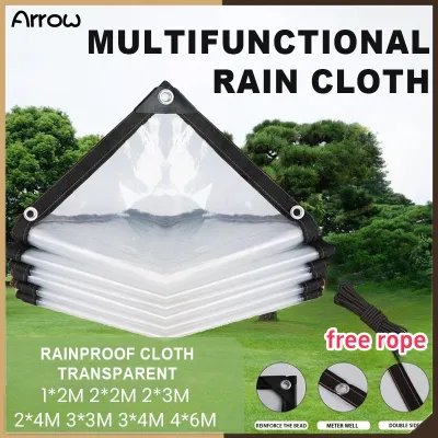 Transparent trapal waterproof makapal Household tricycle transparent rainproof cloth Thickened Plastic PE Film Transparent Rainproof Cloth Tarpaulin Garden Balcony Waterproof Tarp Cover Tent Shelter Transparent waterproof cloth