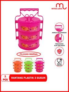 Mitra Loka Rantang Plastik 3 Susun Mercury Tebal Anti Pecah