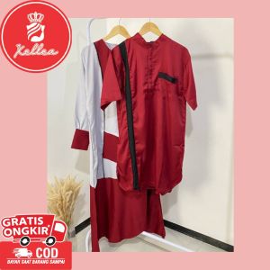 Baju Couple Arielluna Fashion Lebaran Couple Muslim Pasangan Gamis Muslimah Kekinian Terbaru -XELLEA