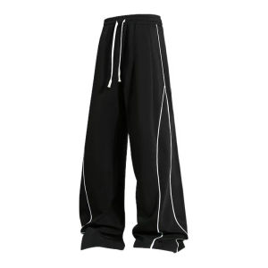 Reflective striped pants casual sports pants men new retro style elastic pants pants summer thin style M-3XL pants