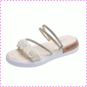 Sandals Slimmer Legs Thick Sole Wearable and Foldable Fashionable Women Rhinestone Lightweight