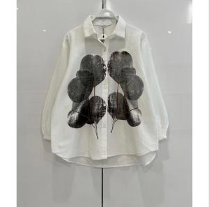 NANDO ATASAN KEMEJA IMPORT BKK WANITA BUNGA BAHAN KATUN POPLIN LENGAN PANJANG KASUAL FEMINIM