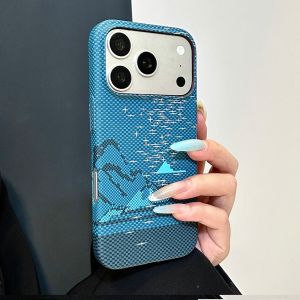 Ultra Thin Kevlar Mountain Pattern Hard Plastic Phone Case For iPhone 17 Air 16 15 14 13 Pro Max Luxury Shockproof Matte Cover