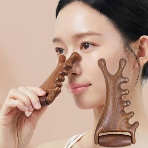 NHG Multifunctional Scalp Massager Four-in-one Sandalwood Wooden Massage Comb Smooth Surface Blood Circulation Head Meridian Hairbrush Face Massage