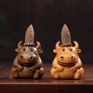 HENRYQ Fragrant Animal Inverted Incense Tray Cartoon Cute Hippo Backflow Incense Holder Multipurpose Natural Green Sandalwood Incense Holder Home