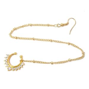 แหวนจมูกปลอมแหวนปรับขนาดได้จมูกแวววาวห่วงใส่จมูกป้องกันการแพ้ทอง/เงิน