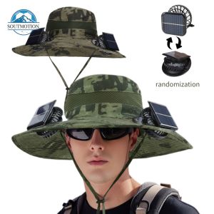 Lightweight Breathable Solar Fan Hat for Fishing and Beach with Wide Brim Sun Protection Cap for Men and Women