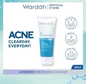 Wardah Acnederm Pure Foaming Cleanser 60 ml - Facial Wash dengan Allantoin - Pembersih Wajah Berjerawat