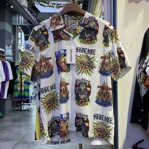 Classics WACKO MARIA Men Clothing Jazz Chet Baker Short Sleeve Japan Style Summer Loose Casual Retro Fashion Shirt Streetwear