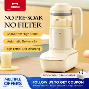 เครื่องผลิตนมถั่วเหลือง BRUNO (1.5L) เครื่องปั่นอาหารถังส่งมอบอัตโนมัติอุณหภูมิสูง BZK-PBJ02ทำความสะอาดตัวเอง