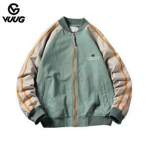 VUUG เสื้อโค้ทผู้ชายสำหรับฤดูใบไม้ร่วงเสื้อโค้ทผู้ชายสำหรับใส่นอกบ้านมีซิประบายระบายอากาศได้ฮิปฮอปเสื้อแจ็คเก็ตเบสบอลลำลอง