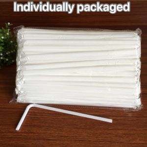 ZH577 100pcs/pack Individually packaged straws soda straw disposable food-grade elbow white straw
