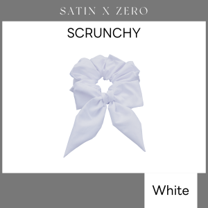 SATIN X ZERO ยางรัดผม ผ้าซาตินเกรดพรีเมี่ยม โดนัทพร้อมโบว์ผูก (White) ผมไม่ลีบ ไม่กินผม ไม่หนัก ผ้านุ่มเบาสบายหัว