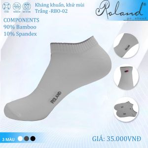 Tất vớ Roland Trắng Đen Xám cổ ngắn Vải sợ tre dành cho cả nam và nữ