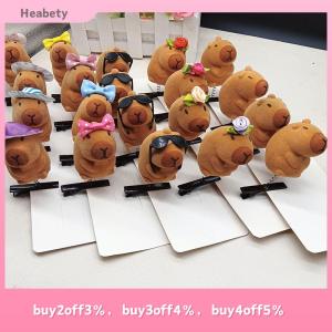 Heabety 1Pcs Cartoon Children 3D Capibala Hair Clip Plush Hairpin DIY Bow Sunglasses Rose Hat Design Capybara Duckbill Clip Accessories