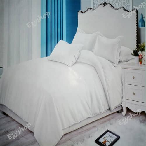 King Cannon 3 Piece Set Bed Sheet with garter color Plain White 100 Cotton Lazada PH