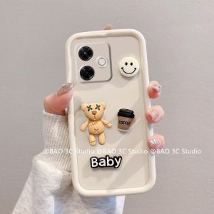 รูปการ์ตูน เคสโทรศัพท์ Case Redmi A5 13X POCO C71 X7 F7 M7 Pro Ultra Xiaomi 15 Ultra 5G 4G เทรนด์ใหม่3D น่ารักสร้างสรรค์กาแฟหมีปกป้องเลนส์เคสกันตกพร้อมกำไลข้อมือ2025
