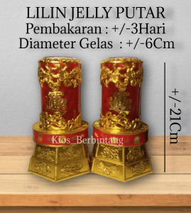 Lilin Sembahyang Baterai Lilin Merah Jelly Putar Nyala 3 Hari 1 Set