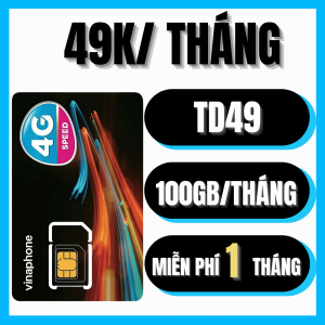( MIỄN PHÍ 1 THÁNG ĐẦU ) SIM 5G VINAPHONE TD49 CÓ 100GB TỐC ĐỘ CAO MỖI THÁNG DÙNG MẠNG THẢ GA - NẠP GIA HẠN CHỈ 49K/THÁNG . FREESHIP - CHƯA KÍCH HOẠT.