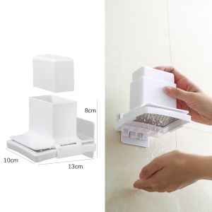 Homenhome ชั้นวางที่เก็บแป้งสบู่แบบกาวไร้ร่องรอยอเนกประสงค์ที่เจาะแบบไม่ใช้ในครัวเรือน