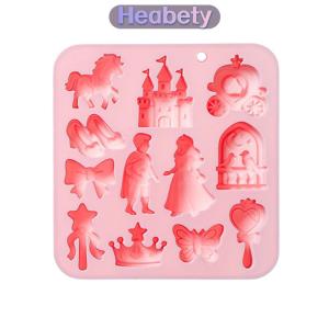 Heabety  12 khoang 3D cung lâu đài ngựa Silicone fondant khuôn cho hoàng tử công chúa bánh trang trí khuôn bữa tiệc sinh nhật