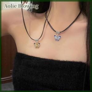 Aolie Trung Quốc Phong Cách Thời Trang Retro Bện Dây Vòng Cổ Bướm Hoa Mặt Trăng An Toàn Khóa Mặt Dây Chuyền Vòng Cổ Cho Phụ Nữ Đồ Trang Sức Cổ Điển