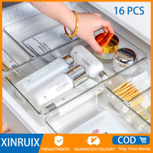 16pcs Acrylic Drawer Organizer Desk Bins Container Storage Box Cutout Handle NO LID