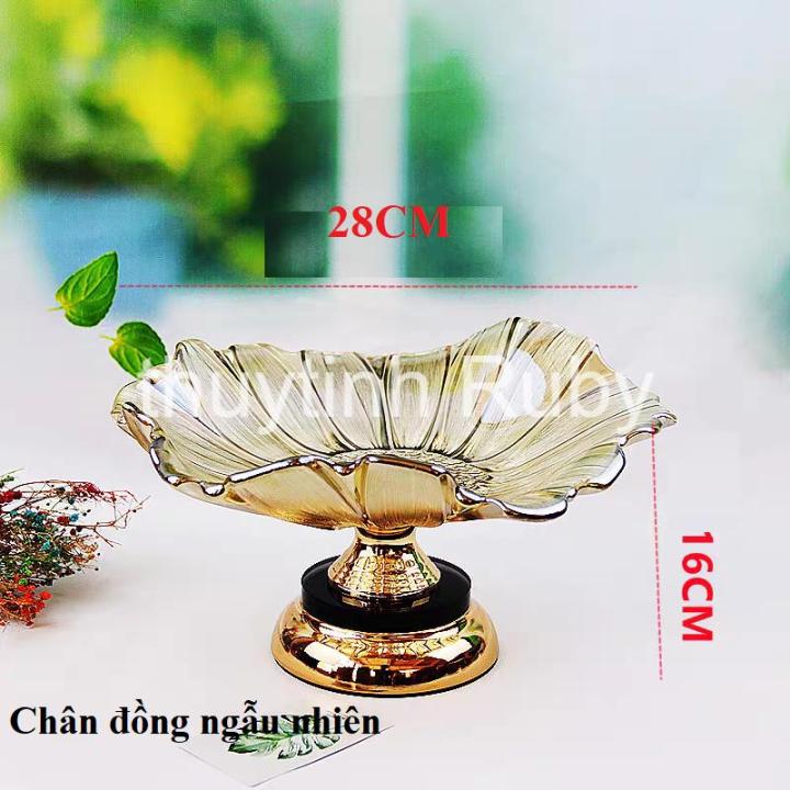 Set Tô Đĩa hoa hướng dương chân mạ đồng, Khay Dĩa trái cây có chân ...