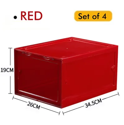 SET OF 4/6 | Big Capacity Stackable Magnetic Front Drop Opening Shoes Sneakers Storage Shoe Box