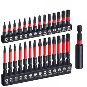 GROCERIY 21/27/29 PCS ic Impact Torx Bit Set Hex Head Shank S2 Steel Impact Driver Bit Set Star Bits High Hardness Torx Screwdriver Set Electric Drill Tools