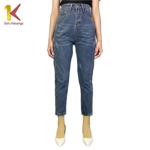 1K Celana Panjang Highwaist Wanita Boyfriend Jeans Fashion P585 Celana Jeans HW Cewek Kekinian Denim Long Pants Women