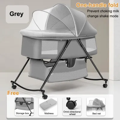 Baby Cot Baby Crib Foldable Rocking Cradle with Katil Baby Mosquito Nets Newborn Baby Bed