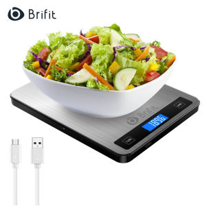Brifit 20kg/1g Kitchen Scale Stainless Steel Weighing Scale Food Scale Usb Rechargeable Smart Cooking Scale 5 Weighing Units Tare Function Waterproof Lcd Electronic Scale Suitable For Home Cooking Baking Shop